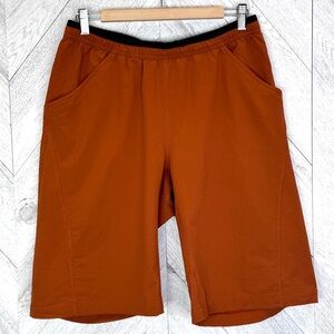 North Face Shorts Mens Medium Nylon Orange Elastic Waist Drawstring 12" inseam